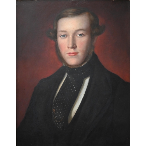 781 - English school - Portrait of a young gentleman John Major, oil on board, 60 x 47 cm