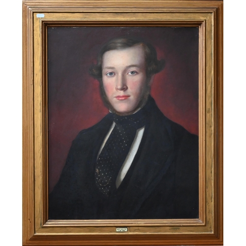 781 - English school - Portrait of a young gentleman John Major, oil on board, 60 x 47 cm