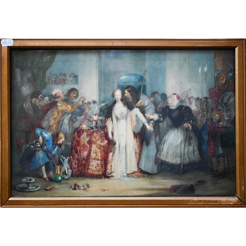 793 - F P Stephanoff (1790-1860) - The marriage banquet, watercolour, signed, 30 x 46 cm