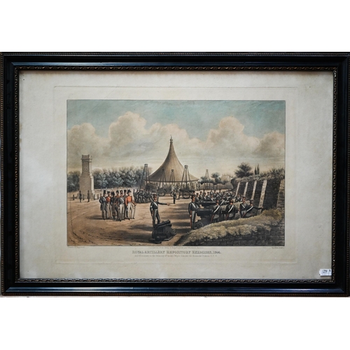 795 - Two Royal Artillery military engravings - 'Rocket Practice in the Marshes', pub Grant 1845, 29 x 41 ... 