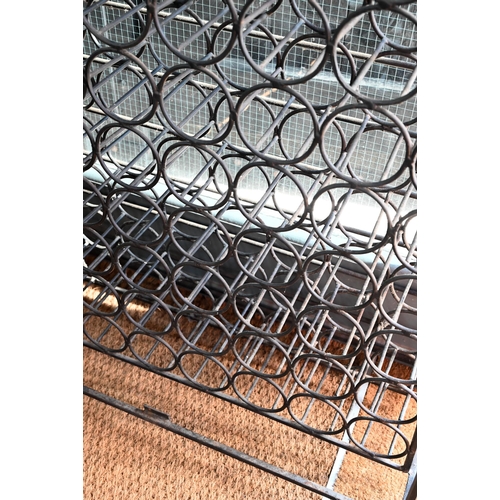 860 - A substantial wrought iron dome-top wine cage for approx. 130 bottles, with twin doors, 93 cm w x 20... 