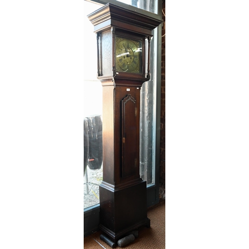 862 - Leonard Weatherad, Kirkby Lonsdale, an 18th century oak longcase clock, the engraved 30 cm square br... 