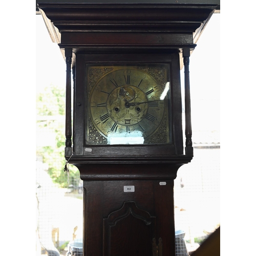 862 - Leonard Weatherad, Kirkby Lonsdale, an 18th century oak longcase clock, the engraved 30 cm square br... 