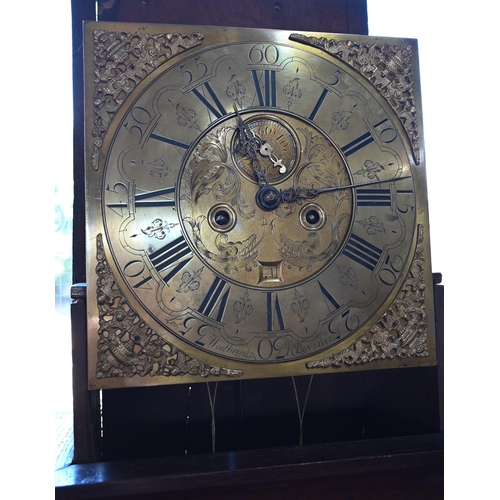 862 - Leonard Weatherad, Kirkby Lonsdale, an 18th century oak longcase clock, the engraved 30 cm square br... 