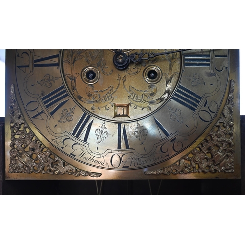 862 - Leonard Weatherad, Kirkby Lonsdale, an 18th century oak longcase clock, the engraved 30 cm square br... 