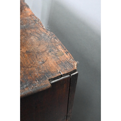 878 - A rustic late 17th/18th century joined oak framed six drawer chest, raised on stile feet, probably N... 