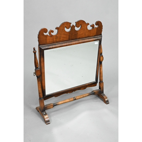 879 - A Georgian style mahogany fret framed swing toilet mirror, 55 cm w x 68 cm h