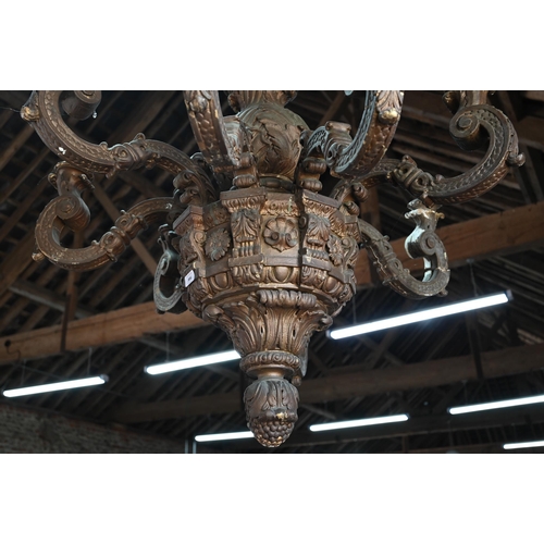 886 - A substantial Italian baroque style carved giltwood and composite eight branch chandelier, 19th cent... 