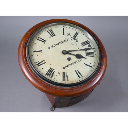 921 - D K Murray, Winchester, a walnut cased single fusee dial clock, 32 cm dia. 