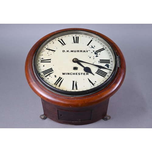 921 - D K Murray, Winchester, a walnut cased single fusee dial clock, 32 cm dia. 