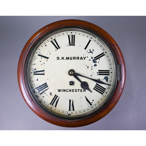 921 - D K Murray, Winchester, a walnut cased single fusee dial clock, 32 cm dia. 