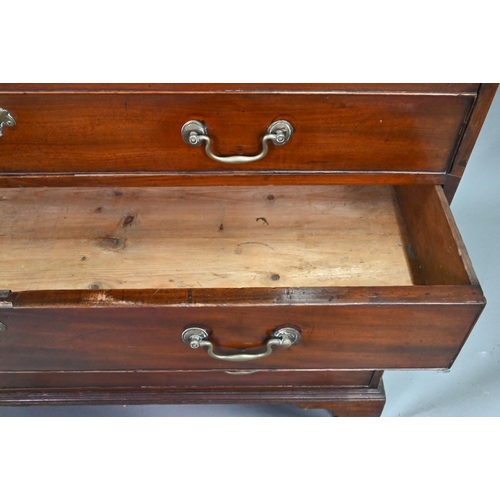 928 - A George III mahogany secretaire bookcase, the dentil moulded cornice over a pair of astragal glazed... 