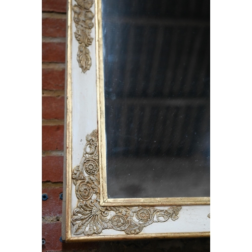 943 - A 19th century Italian parcel gilt and white framed mirror, with original plate and panelled back, 1... 