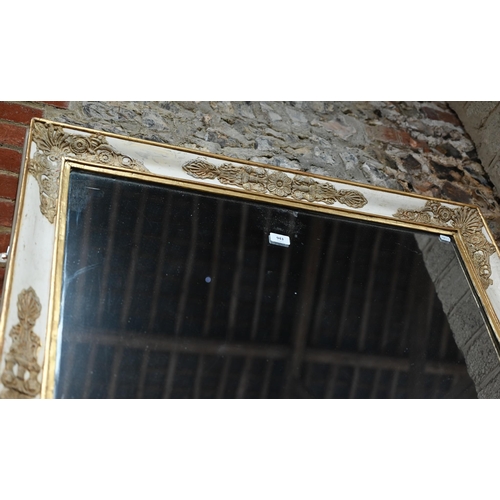 943 - A 19th century Italian parcel gilt and white framed mirror, with original plate and panelled back, 1... 