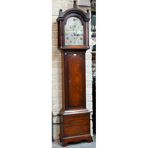 946 - Garrard, Bury St Edmunds, a Georgian mahogany longcase clock, the 8-day movement with arched silvere... 