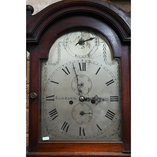 946 - Garrard, Bury St Edmunds, a Georgian mahogany longcase clock, the 8-day movement with arched silvere... 