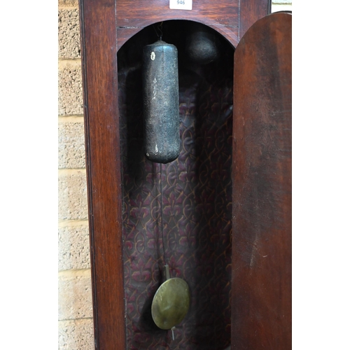 946 - Garrard, Bury St Edmunds, a Georgian mahogany longcase clock, the 8-day movement with arched silvere... 