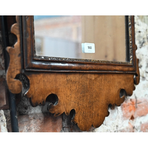 968 - A Victorian style mahogany fret cut mirror, 90 cm h x 46 cm w