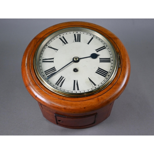 971 - A 19th century walnut cased single fusee small dial wall clock, the 20 cm dia. white enamelled dial ... 