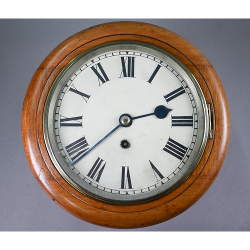 971 - A 19th century walnut cased single fusee small dial wall clock, the 20 cm dia. white enamelled dial ... 