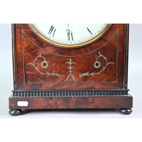 972 - T Snow, Knaresborough, a Regency brass inlaid mahogany cased 8-day repeat twin fusee bracket clock, ... 