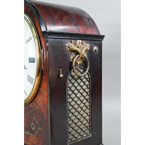 972 - T Snow, Knaresborough, a Regency brass inlaid mahogany cased 8-day repeat twin fusee bracket clock, ... 