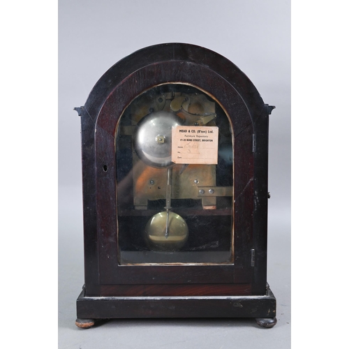 972 - T Snow, Knaresborough, a Regency brass inlaid mahogany cased 8-day repeat twin fusee bracket clock, ... 