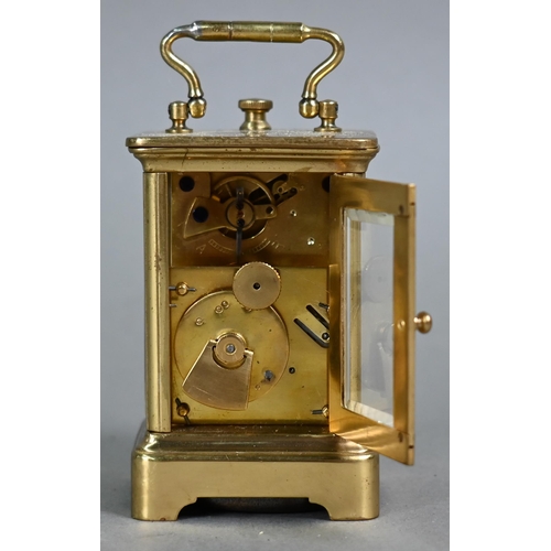 982 - A trio of miniature carriage clocks; Elliott & Son, london, a brass cased French single train 8-... 