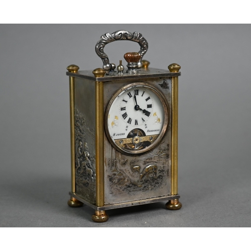 982 - A trio of miniature carriage clocks; Elliott & Son, london, a brass cased French single train 8-... 