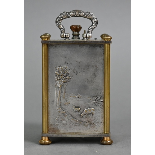 982 - A trio of miniature carriage clocks; Elliott & Son, london, a brass cased French single train 8-... 