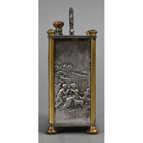 982 - A trio of miniature carriage clocks; Elliott & Son, london, a brass cased French single train 8-... 