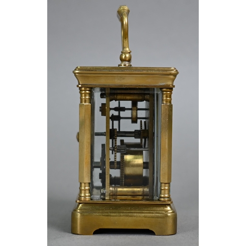 982 - A trio of miniature carriage clocks; Elliott & Son, london, a brass cased French single train 8-... 