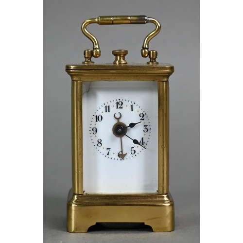 982 - A trio of miniature carriage clocks; Elliott & Son, london, a brass cased French single train 8-... 