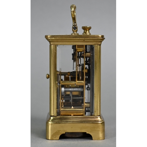 982 - A trio of miniature carriage clocks; Elliott & Son, london, a brass cased French single train 8-... 