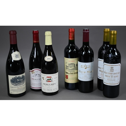 993 - Seven bottles of assorted red wines - two bottles Chateau Longueville, Corutesse de Lalande, Grand C... 