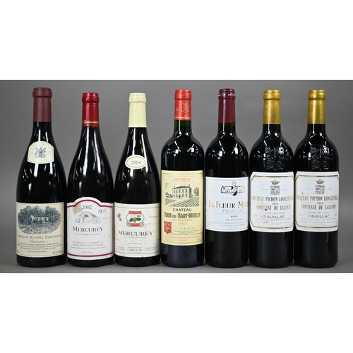 993 - Seven bottles of assorted red wines - two bottles Chateau Longueville, Corutesse de Lalande, Grand C... 