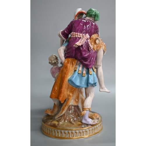 569 - A Meissen group, Aeneas rescuing Anchises and Ascanius, late 19th century after the 18th century ori... 