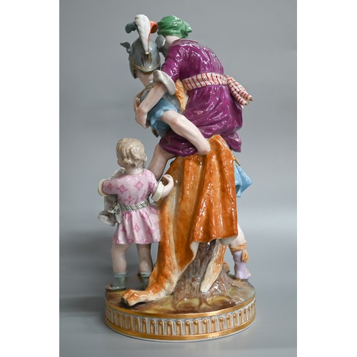 569 - A Meissen group, Aeneas rescuing Anchises and Ascanius, late 19th century after the 18th century ori... 