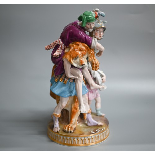 569 - A Meissen group, Aeneas rescuing Anchises and Ascanius, late 19th century after the 18th century ori... 