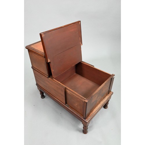 963 - A Victorian mahogany library/bed steps, with tooled leather treads, the top step with hinged tread r... 