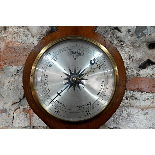 919 - Cabell, Yeovil, a Victorian walnut barometer with engraved silvered dial, 93 cm h