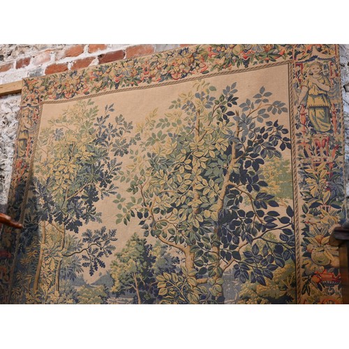 832 - Metrax, Belgium, a hand loomed Renaissamce style woven tapestry rug, after the XV111 century origina... 