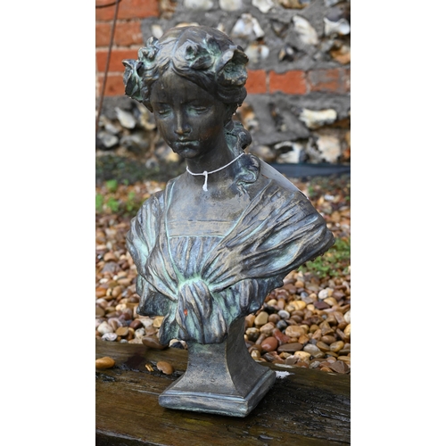 13 - A bronzed cast composite bust of a lady, 50 x 30 cm