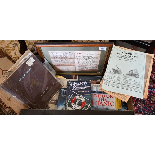 160 - Various volumes and ephemera related to Titanic and other maritime subjects