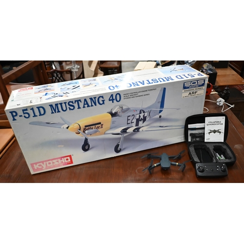 171 - Kyosho P-SID Mustang 40 radio controlled model kit (boxed), to/w a Blade 720 collapsible Quadrocopte... 