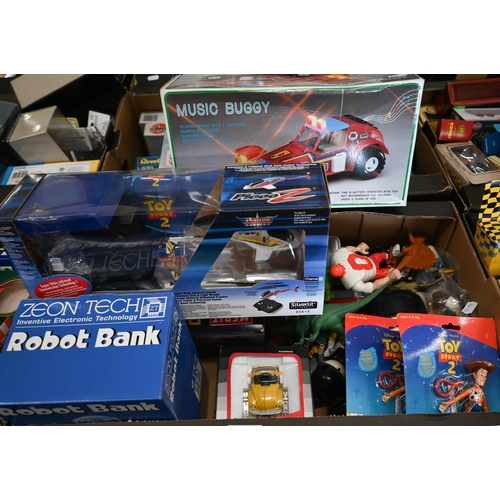 178 - Two boxes of mostly boxed model vehicles and other toys