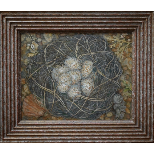 Elizabeth Macfarlane - Bird's nest, oil on canvas, signed with monogrammed initials, 38.5 x 49 cm, hand-finished frame