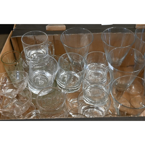 50 - A quantity of cut and other drinking glasses, decanters etc (2 boxes)