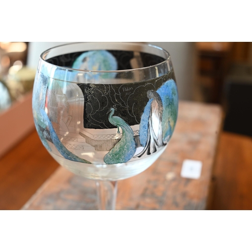 54 - #An Italian Art Deco Vetri della Arte (Vedar) cocktail goblet, reverse-painted with female figures a... 