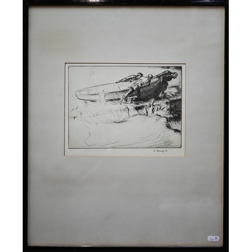 304 - After Edmund Blampied (1886-1966) - Fishermen returning, etching, pencil signed to lower right margi... 